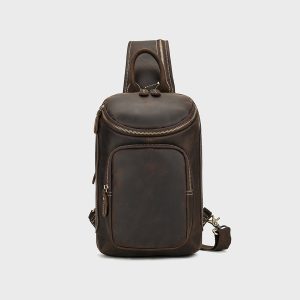 Vintage Full Grain Leather Crossbody Chest Bag