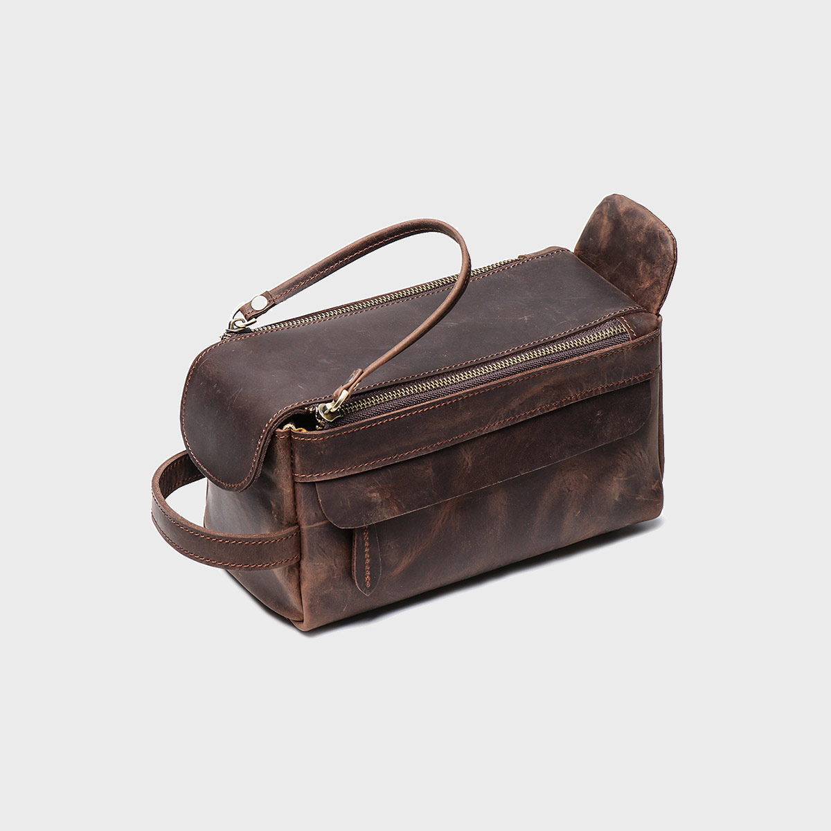 Vintage Crazy Horse Leather Cosmetic Bag
