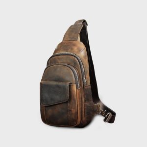 Leather Sling ,Casual Crossbody Chest Bag,Men