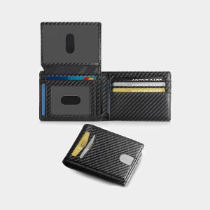 Ultra-thin RFID Carbon Fiber Leather ID Wallet