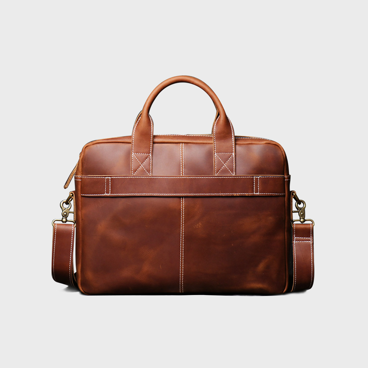 Vintage Crazy Horse Leather Messenger Bag - Image 2