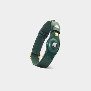 Leather Air Tag Dog Collar with Apple Air GPS Tracker
