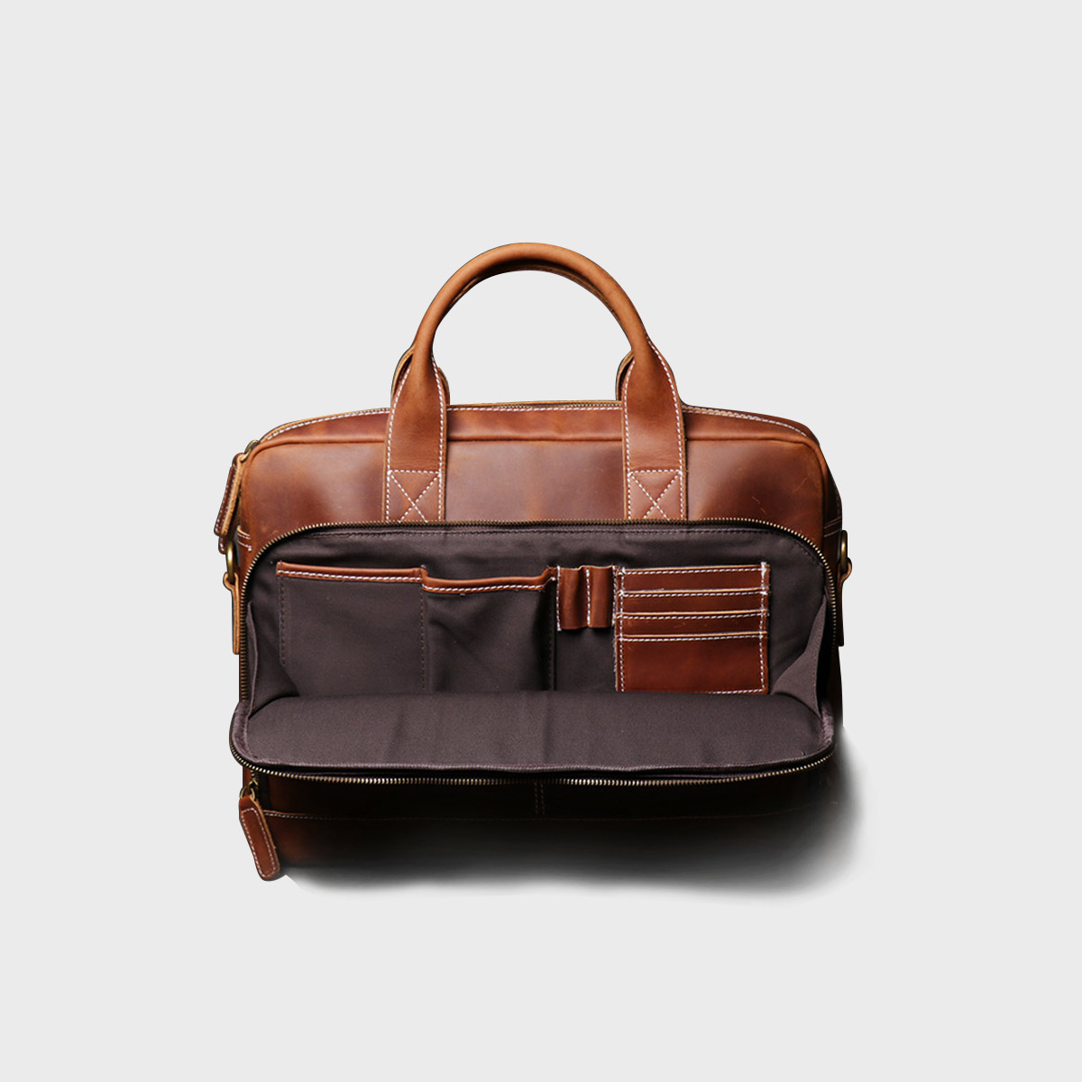 Vintage Crazy Horse Leather Messenger Bag - Image 3