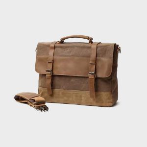 Leather 14 Inch Laptop Briefcase Waterproof Crossbody Bag