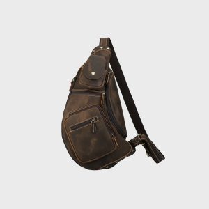 Vintage Genuine Leather Messenger Bag Outdoor Full Grain Men's Crossbody Bag