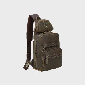 Cowhide Crazy Horse Leather Full Grain Men's Crossbody Bag