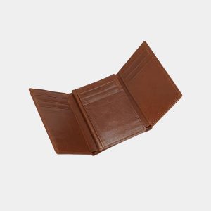 RFID Blocking Full Grain Leather Men's Wallet Cowhide Trifold Wallet
