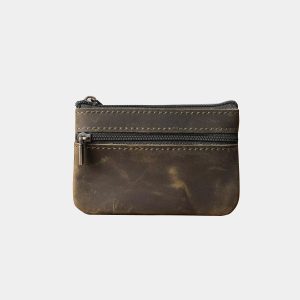 Genuine Cowhide Small Zipper Bag Women Men Coin Purse Wallet