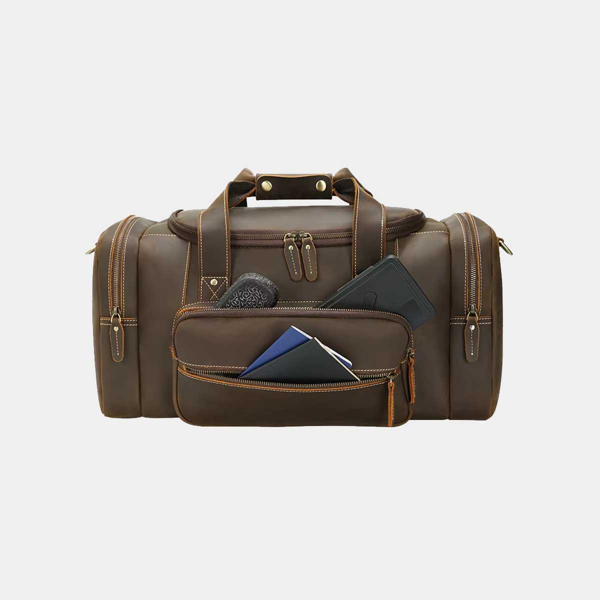 2025 New Vintage Large Men's Weekender and Top Crazy Horse Leather Travel Bag - Image 2