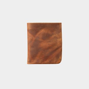 Handmade Crazy Horse Leather Wallet Vintage Vertical Zipper Money Clip