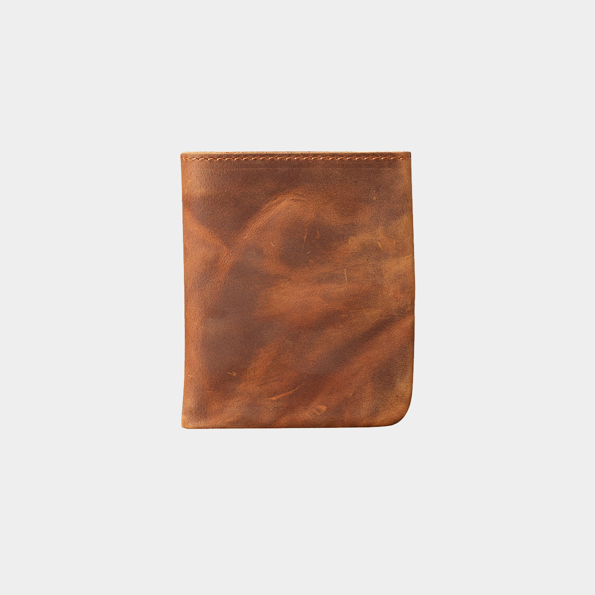 Handmade Crazy Horse Leather Wallet Vintage Vertical Zipper Money Clip